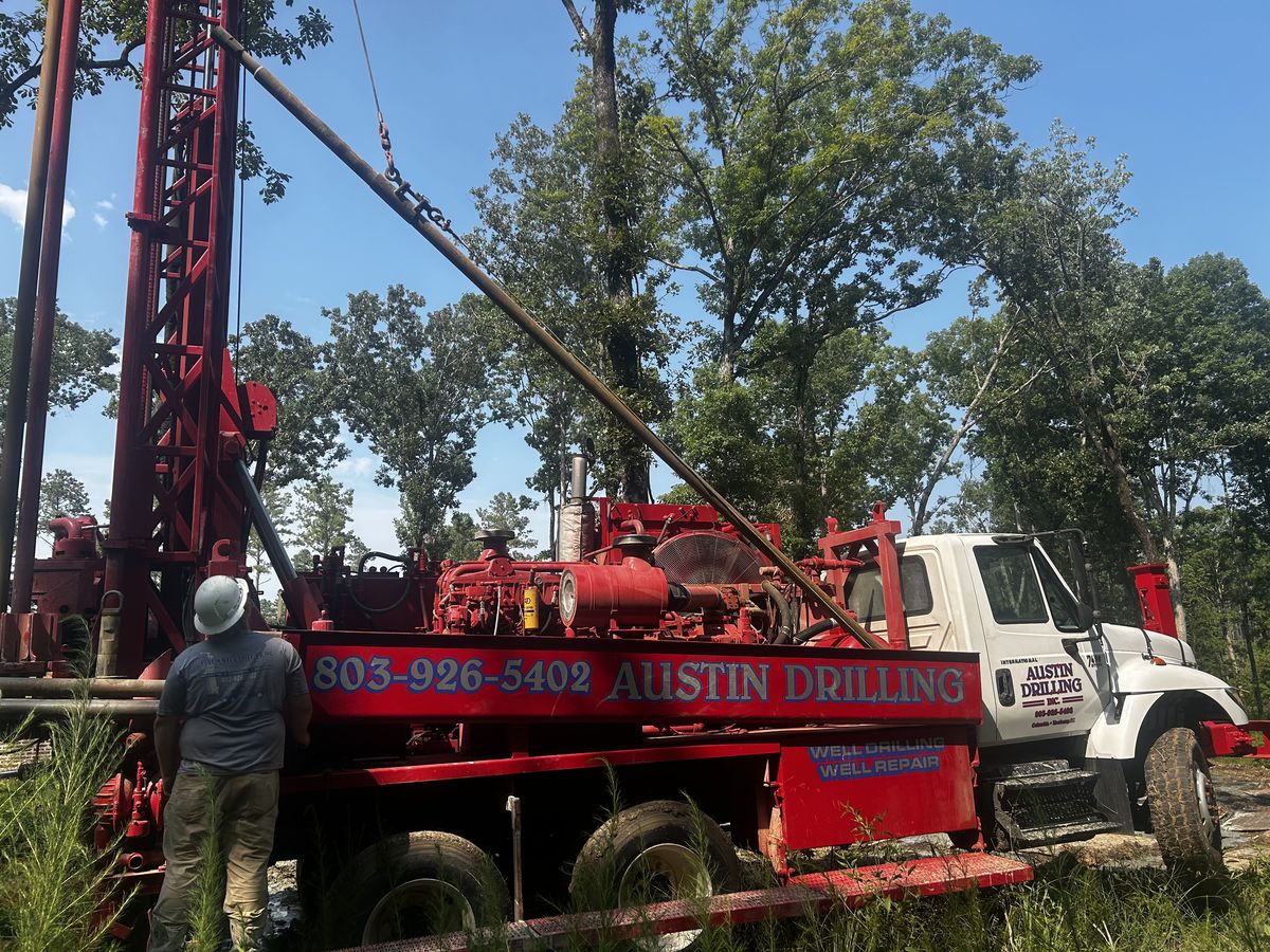 Austin Drilling rig on a summer well drilling job